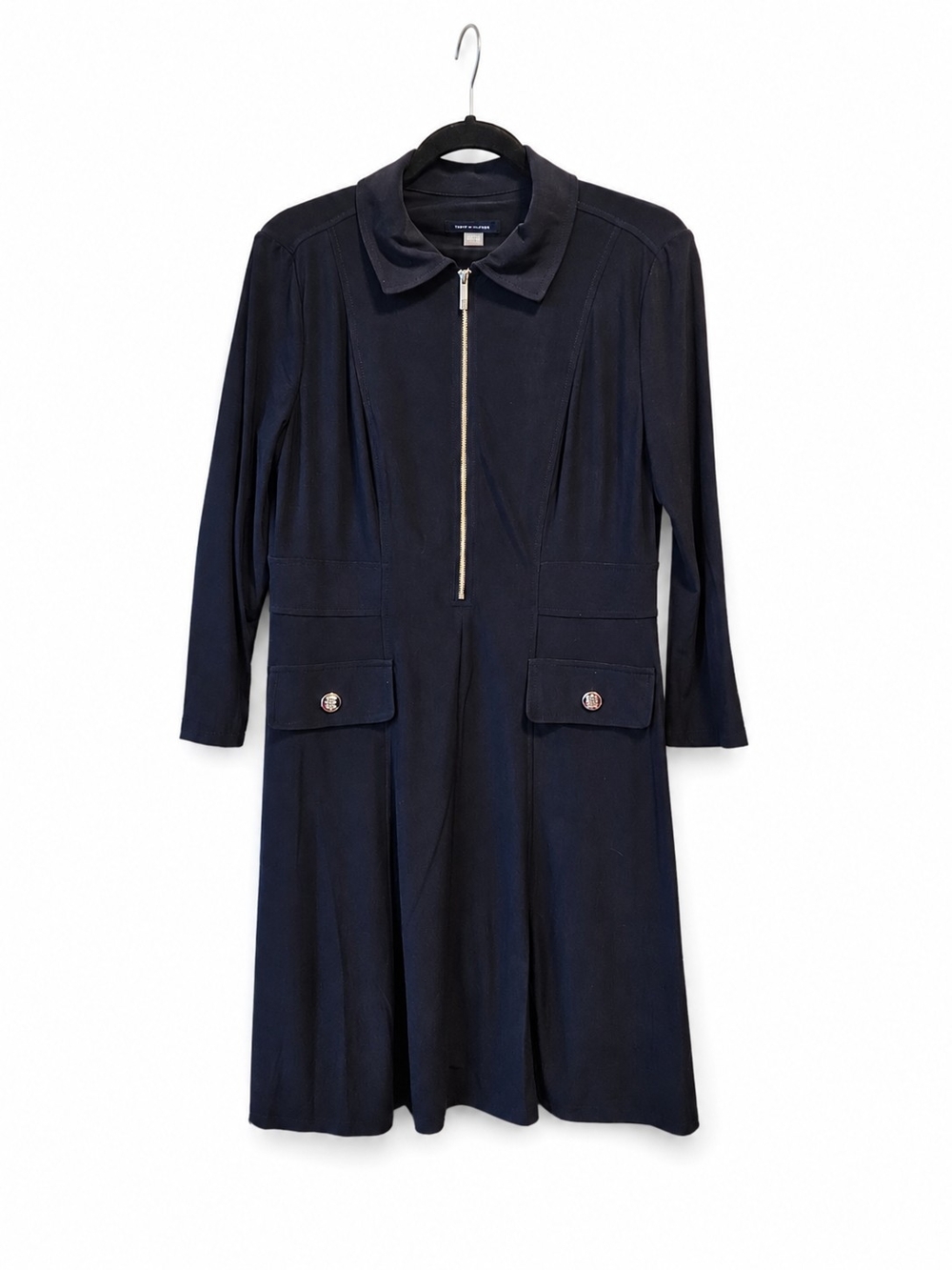 Tommy Hilfiger Navy Fit & Flare Zip Front Dress Size 8 - Picture 2 of 4